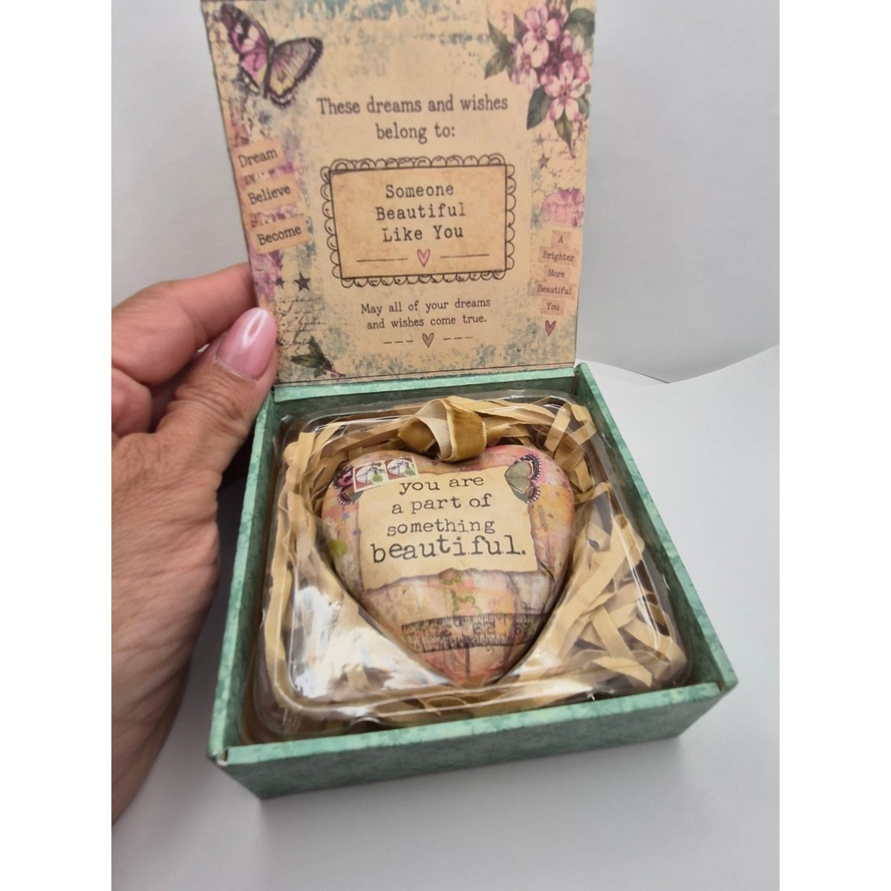 DEMDACO Kelly Rae Roberts Heart Ornament Something Beautiful Gift Box Keepsake